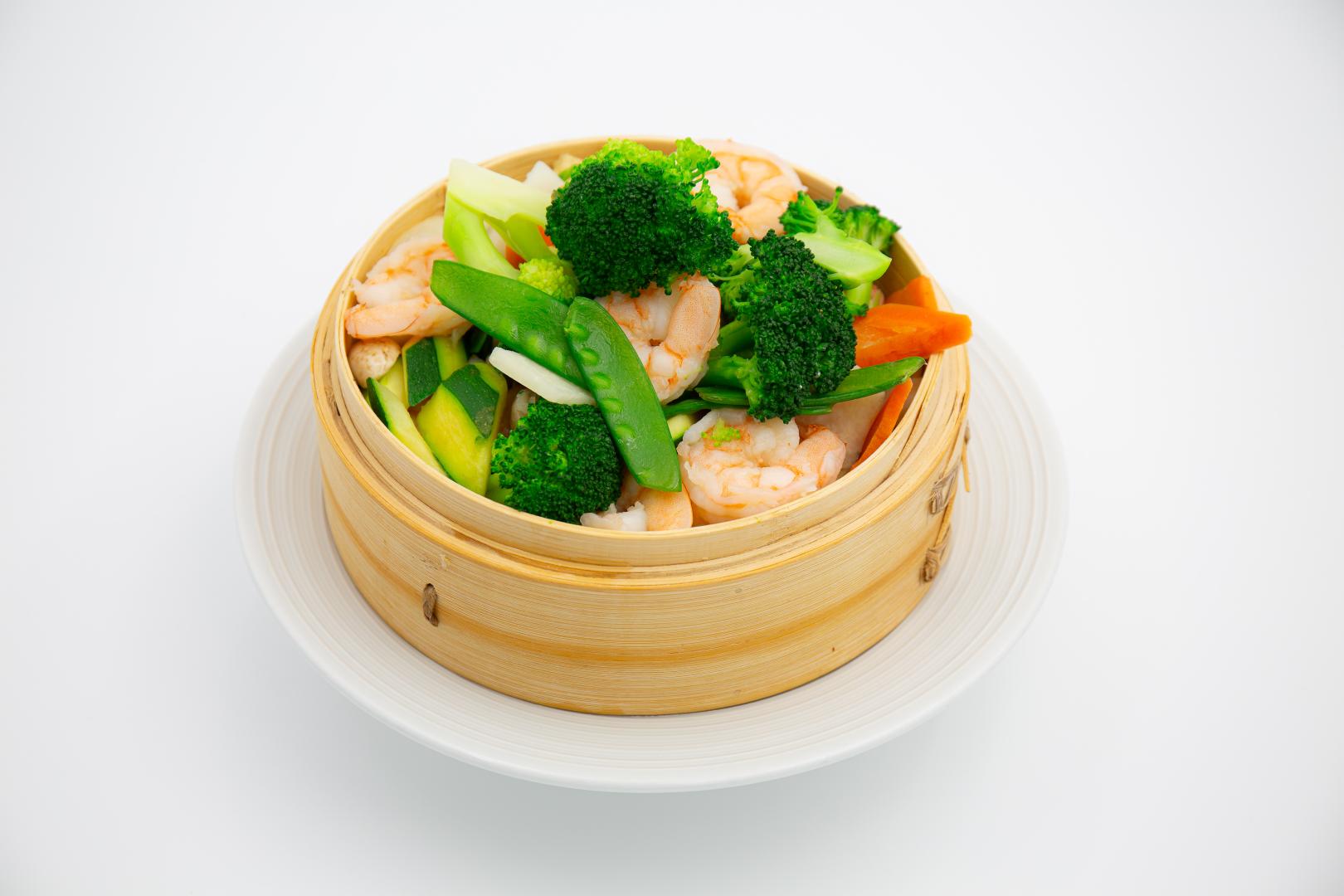 steamed shrimp with  vegetable